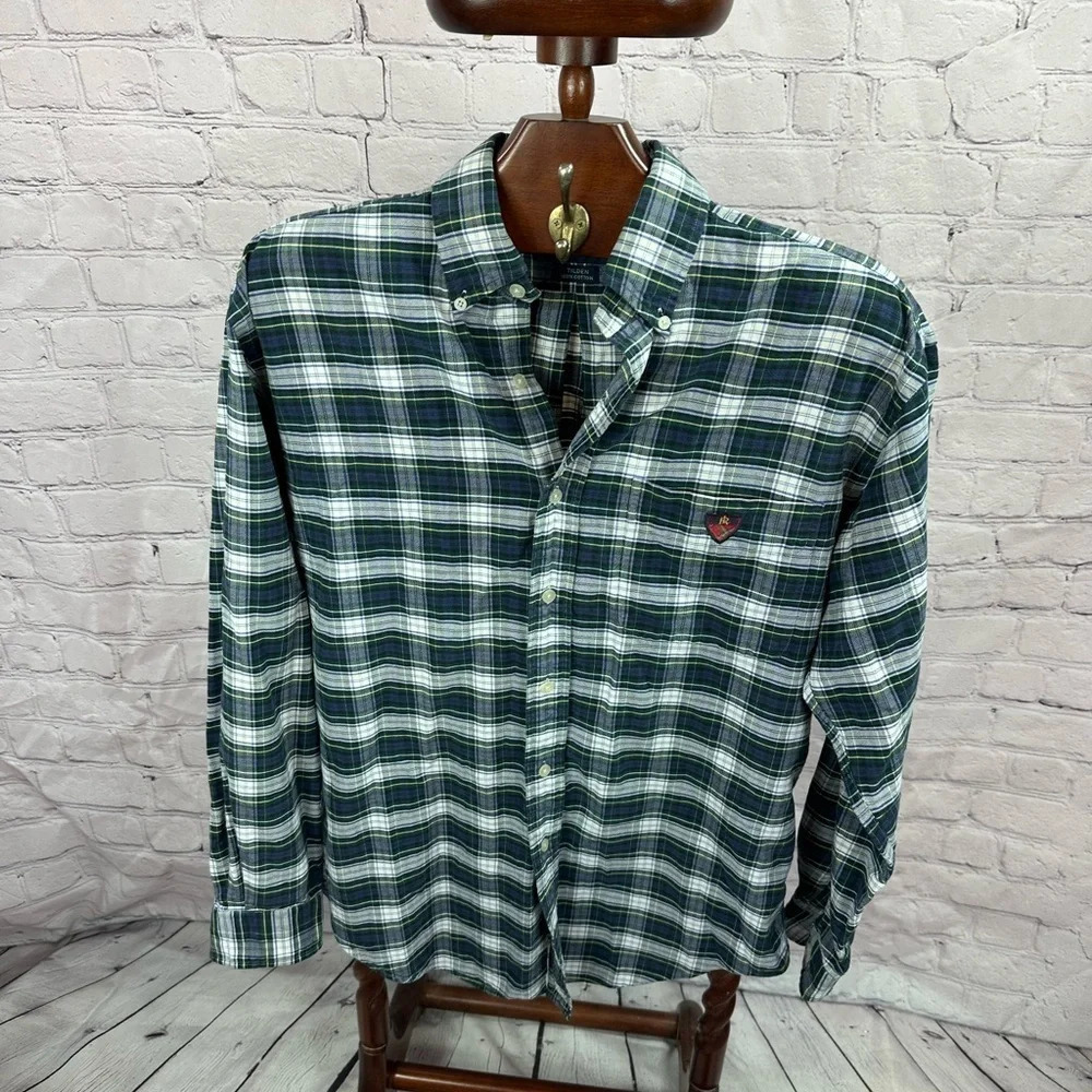 Ralph lauren golf tilden shirt size small long sleeve plaid 100% cotton